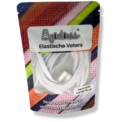 Agletless® Lacets élastiques sans attaches - Plat - Blanc