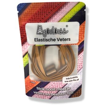Agletless® Lacets élastiques sans attaches - Plat - Marron 1