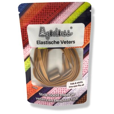 Agletless® Elastische veters zonder strikken - Plat  - Bruin