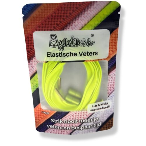 Agletless® Elastische veters zonder strikken - Plat  - Lime