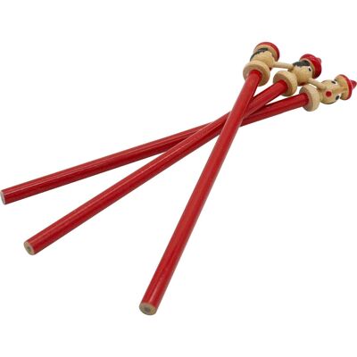 Pinocchio pencils red wooden, 3 pieces - 9000