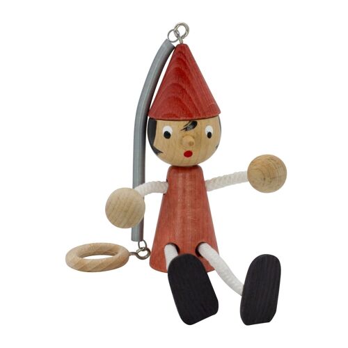 Pinocchio Hüpffigur mit Spiralfeder, rot - 9006