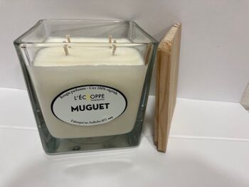 BOUGIE PARFUMEE CIRE 100 % VEGETALE SOJA - 10X10 4 MECHES 350 G MUGUET