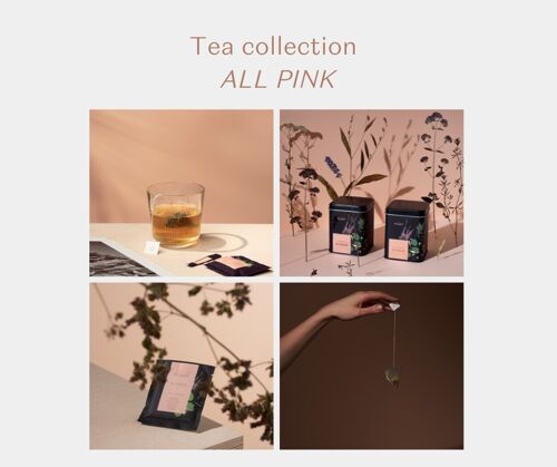 Herbal tea collection ALL PINK DESIGN | organic tea | flower tea | pink packaging