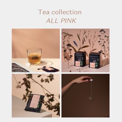 Colección de té de hierbas ALL PINK DESIGN | té orgánico | té de flores | embalaje rosa