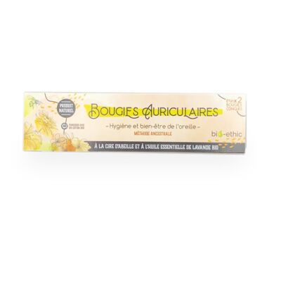 Conical organic ear candles box of 2