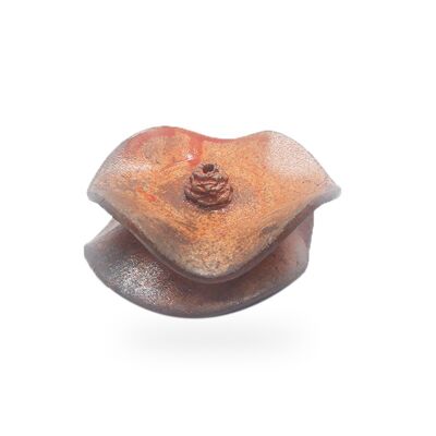 Copper Raku Incense Holder