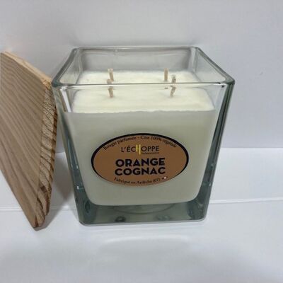 SCENTED CANDLE WAX 100% VEGETABLE SOYA - 10X10 4 WICKS 350 G ORANGE COGNAC