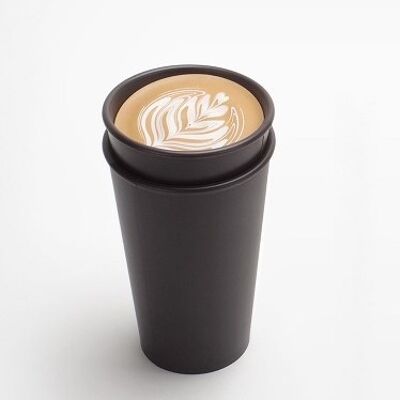Tazza da caffè in biomassa ''Take Out''-marrone scuro 350 ml