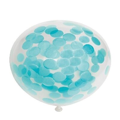6 Confettiballonnen 30 cm confettis babyblauw