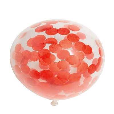 6 Ballons Confettis 12" confettis rouges