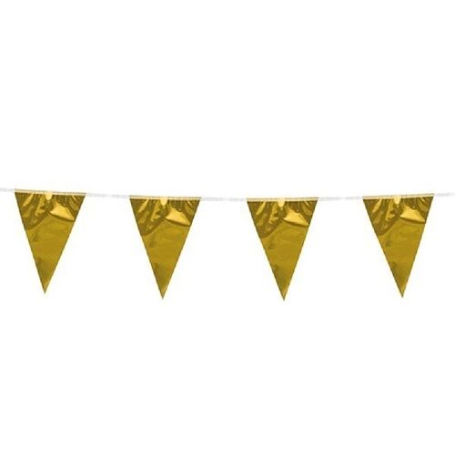 Bunting metallic 10m gold size flags: 20x30cm