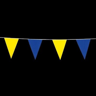Banderines PE 10m azul / amarillo tamaño banderas: 20x30cm