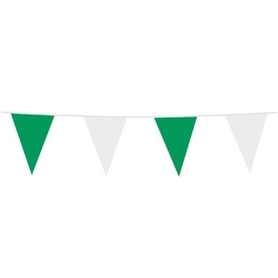 Bunting PE 10m verde / blanco tamaño bandera: 20x30cm