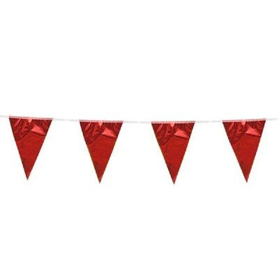 Bunting metallic 10m ruby red size flags: 20x30cm
