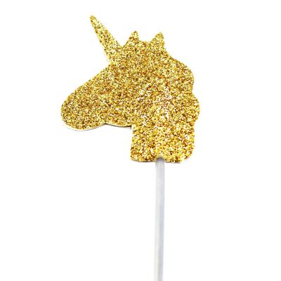 Topper per cupcake con unicorno glitter oro
