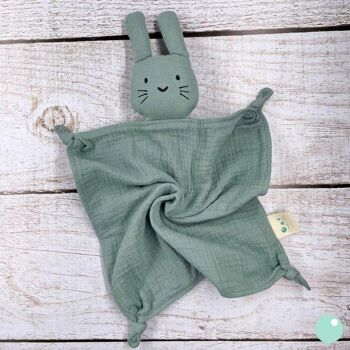 Doudou Lapin Vert D'Eau "Marceau" 1