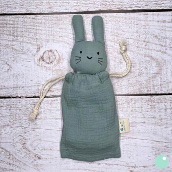 Doudou Lapin Vert D'Eau "Marceau" 3