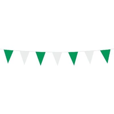 Bunting PE 3m banderas de tamaño verde / blanco: 10x15cm