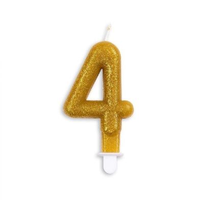 Numero candela glitter oro nr. 4