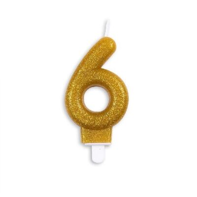 Número vela brillo oro nr. 6
