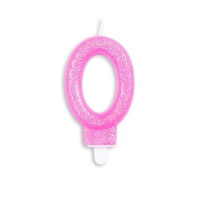Bougie numéro paillettes rose nr. 0