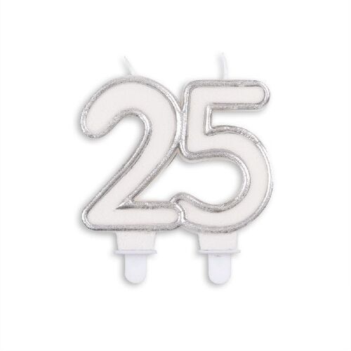 Number candle silver nr.25