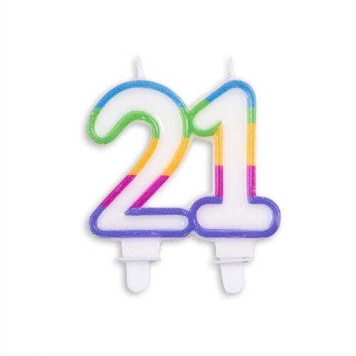 Number candle multicolor nr. 21