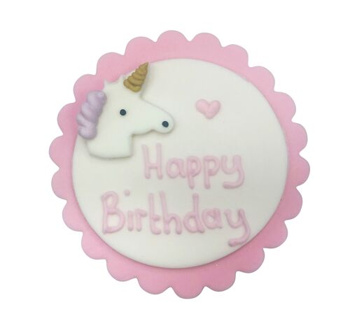 Unicorn Happy Birthday Sugarcraft Plaque