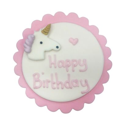 Targa Unicorno Happy Birthday Sugarcraft