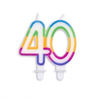 Number candle multicolor nr. 40
