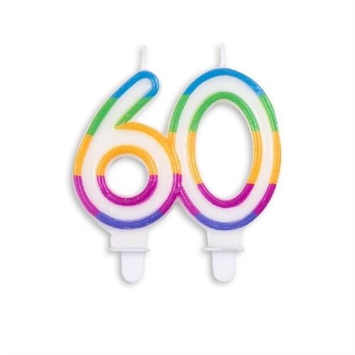 Number candle multicolor nr. 60