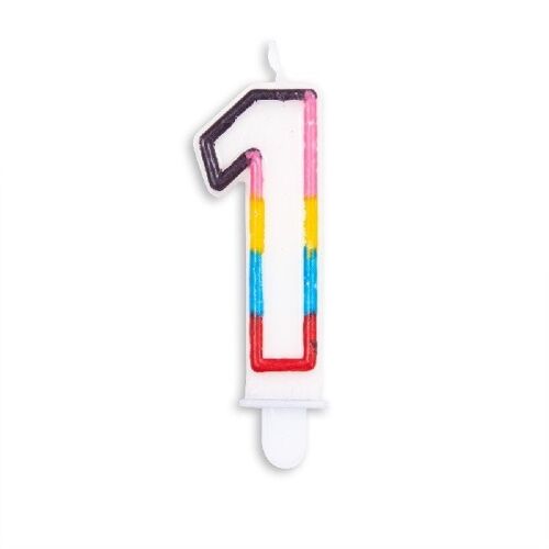 Number candle multicolor nr. 1