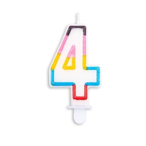 Number candle multicolor nr. 4