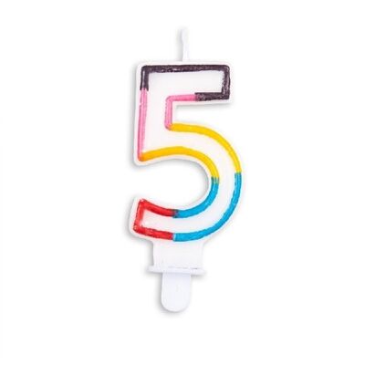 Number candle multicolor nr. 5