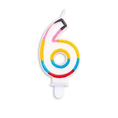 Number candle multicolor nr. 6