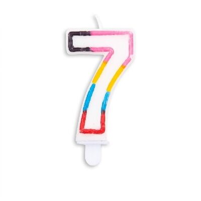 Number candle multicolor nr. 7