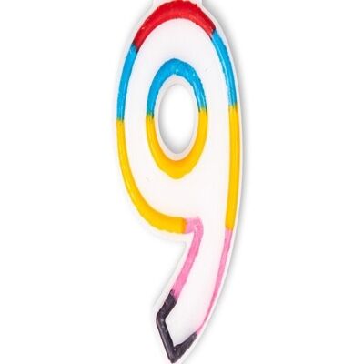 Number candle multicolor nr. 9