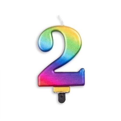 Bougie nombre arc-en-ciel métallique nr. 2