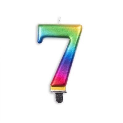 Vela numero metalico arcoiris nr. 7