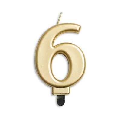 Number candle metallic gold 6