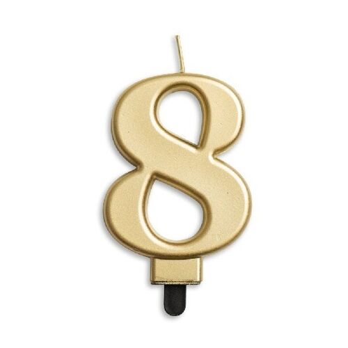 Number candle metallic gold 8
