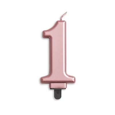 Number candle metallic rose gold 1