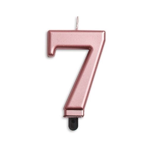 Number candle metallic rose gold 7