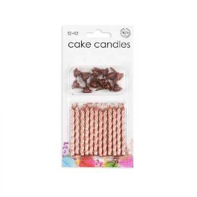 12 velas +12 soportes de oro rosa oro rosa