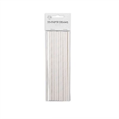 20 Paper straws 6mm x 197mm white
