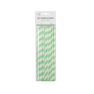 20 Paper straws 6mm x 197mm striped light green
