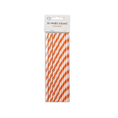 20 pajitas de papel 6mm x 197mm rayas naranja