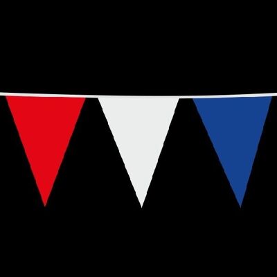 Banderín gigante PE 10m rojo / blanco / azul tamaño bandera: 30x45cm