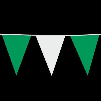 Banderín gigante PE 10m verde / blanco tamaño bandera: 30x45cm